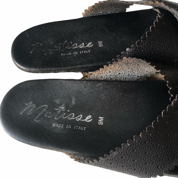 MATISSE Leather Sandals Espadrilles Sz 9M Black - Picture 8 of 10